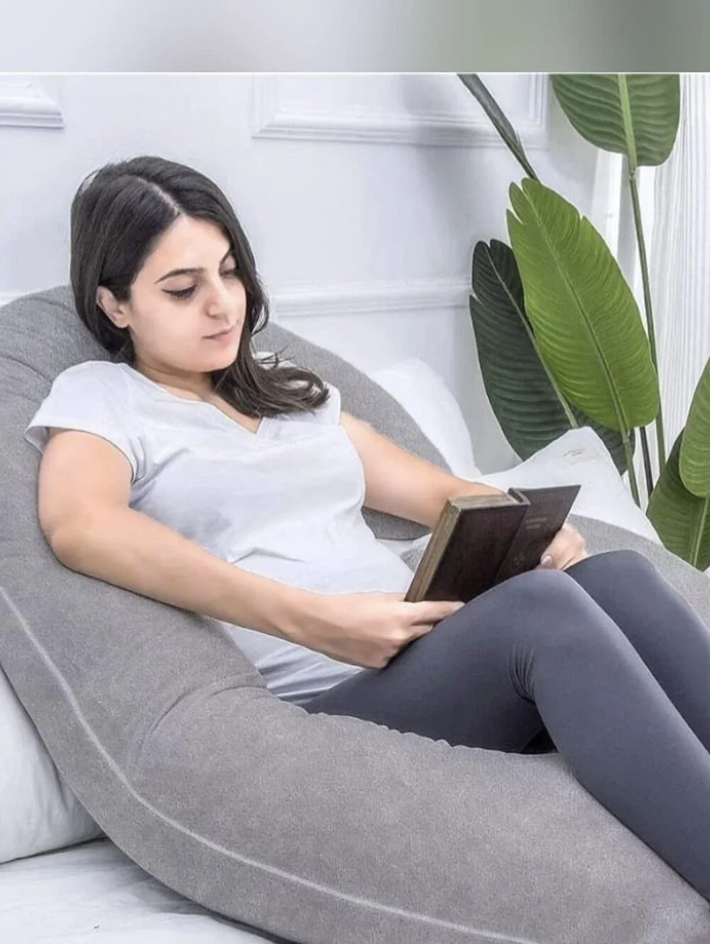 Gray Full-Body Support Pregnancy Pillow